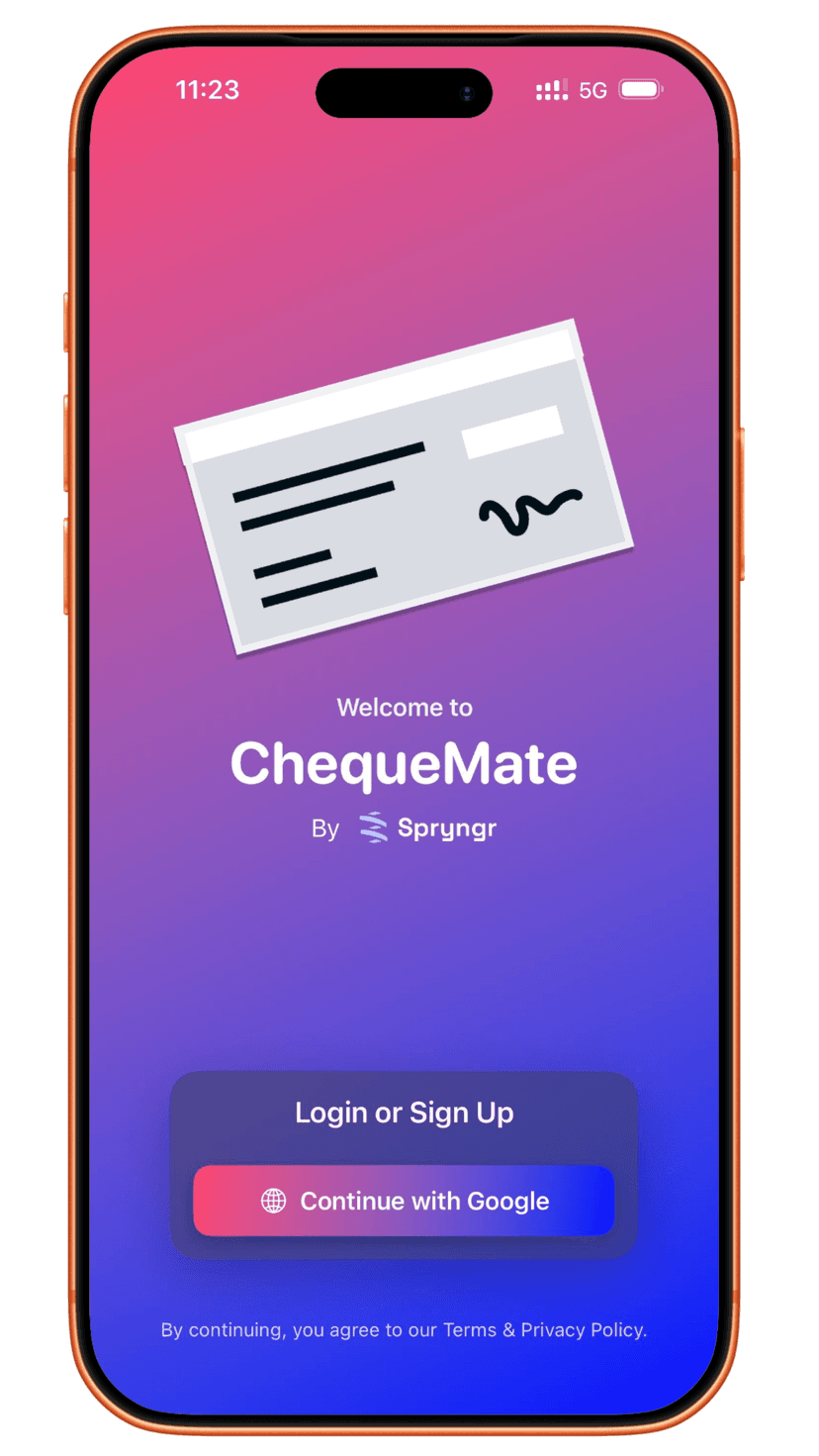 ChequeMate app mockup